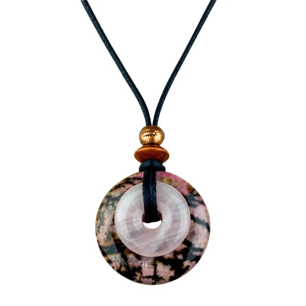 Rhodonite & Rose Quartz Pendant Necklace | Handmade - Picture 5 of 7